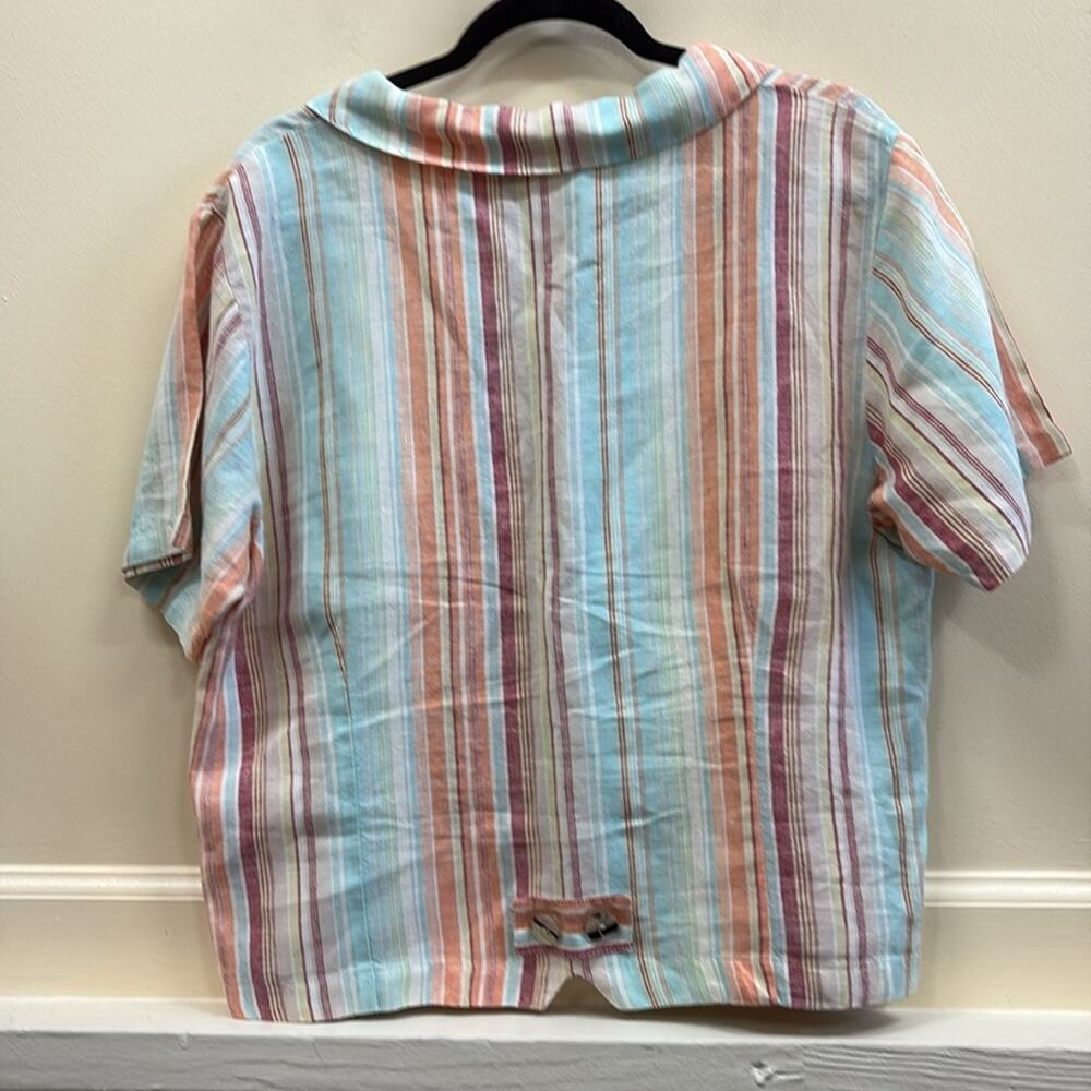 Aegean women’s medium Multicolor Striped linen Top - Picture 3 of 5